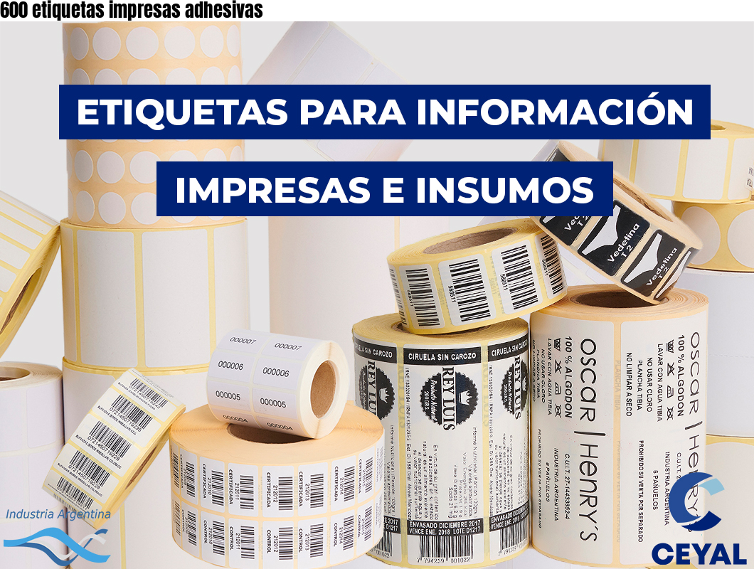 600 etiquetas impresas adhesivas