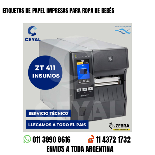 ETIQUETAS DE PAPEL IMPRESAS PARA ROPA DE BEBÉS