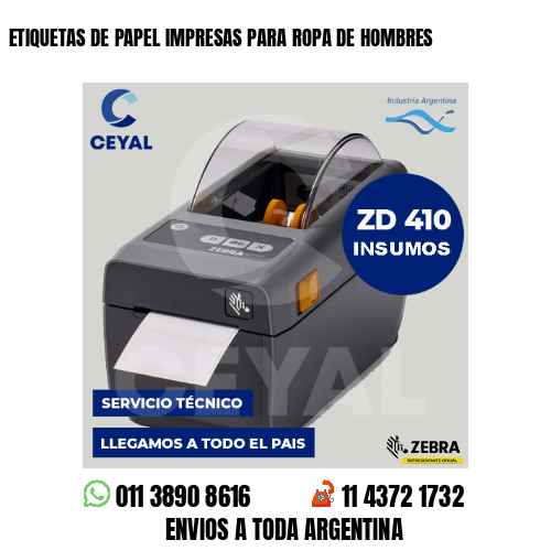 ETIQUETAS DE PAPEL IMPRESAS PARA ROPA DE HOMBRES