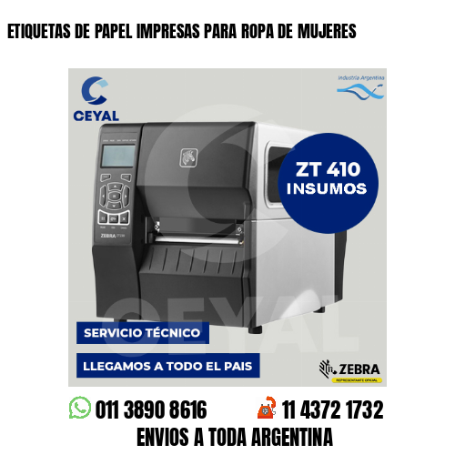 ETIQUETAS DE PAPEL IMPRESAS PARA ROPA DE MUJERES