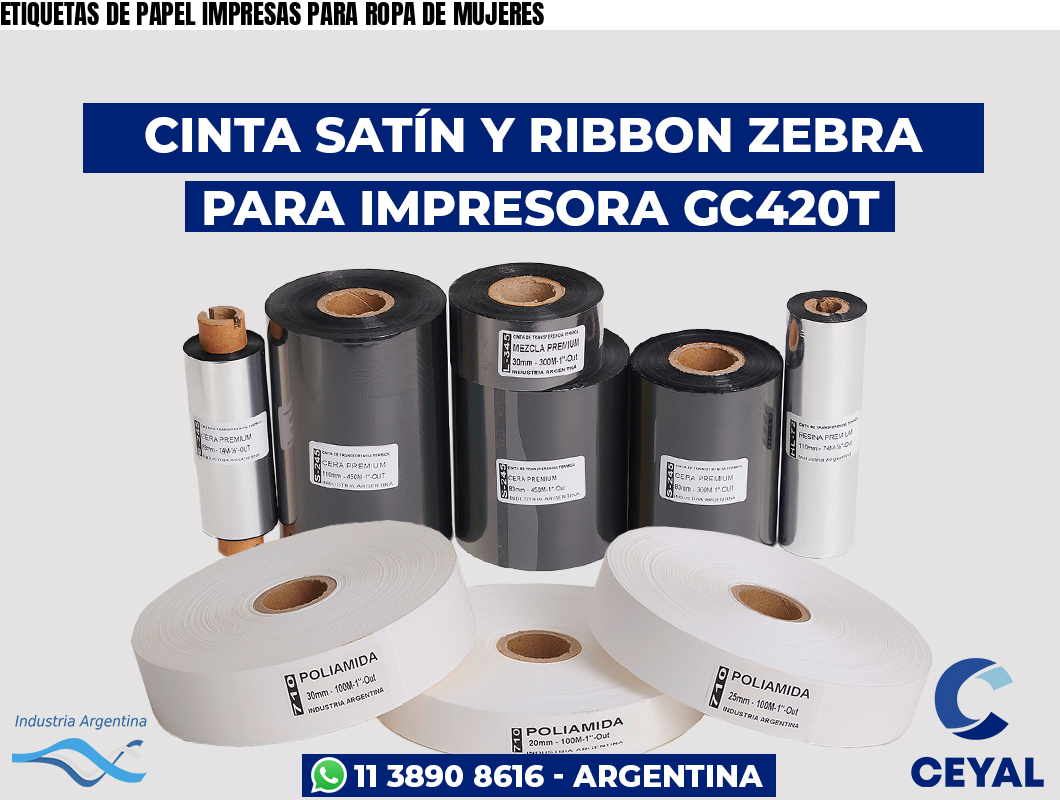 ETIQUETAS DE PAPEL IMPRESAS PARA ROPA DE MUJERES