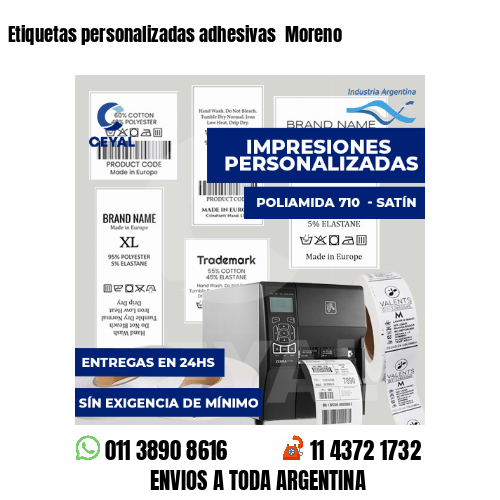 Etiquetas personalizadas adhesivas  Moreno