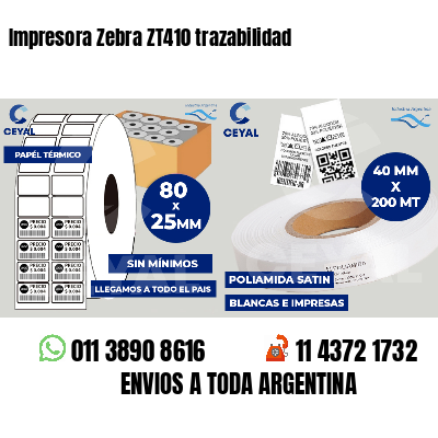Impresora Zebra ZT410 trazabilidad