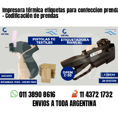 Impresora térmica etiquetas para confeccion prendas   - Codificación de prendas