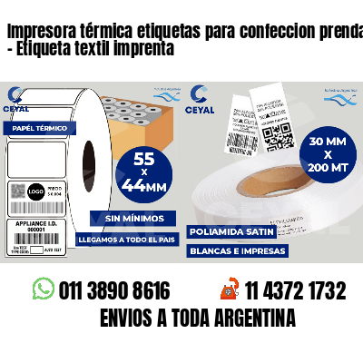 Impresora térmica etiquetas para confeccion prendas   - Etiqueta textil imprenta