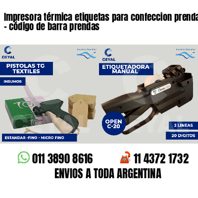 Impresora térmica etiquetas para confeccion prendas   - código de barra prendas