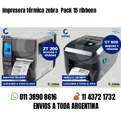 Impresora térmica zebra  Pack 15 ribbons