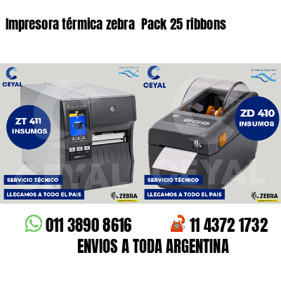 Impresora térmica zebra  Pack 25 ribbons