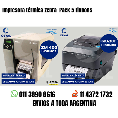 Impresora térmica zebra  Pack 5 ribbons