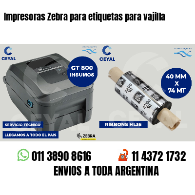 Impresoras Zebra para etiquetas para vajilla