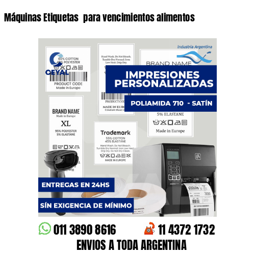 Máquinas Etiquetas para vencimientos alimentos