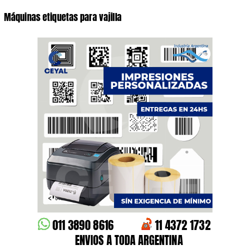 Máquinas etiquetas para vajilla