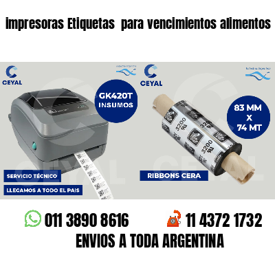 impresoras Etiquetas para vencimientos alimentos
