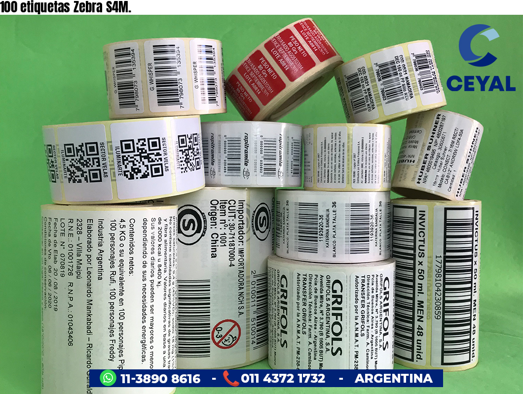 100 etiquetas Zebra S4M.