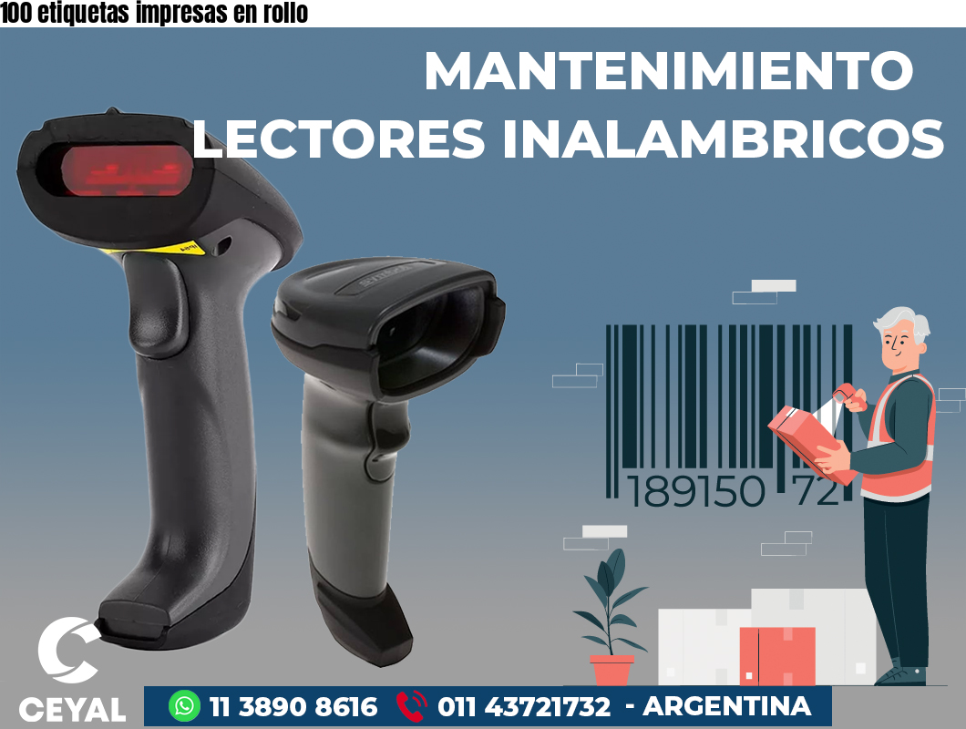 100 etiquetas impresas en rollo