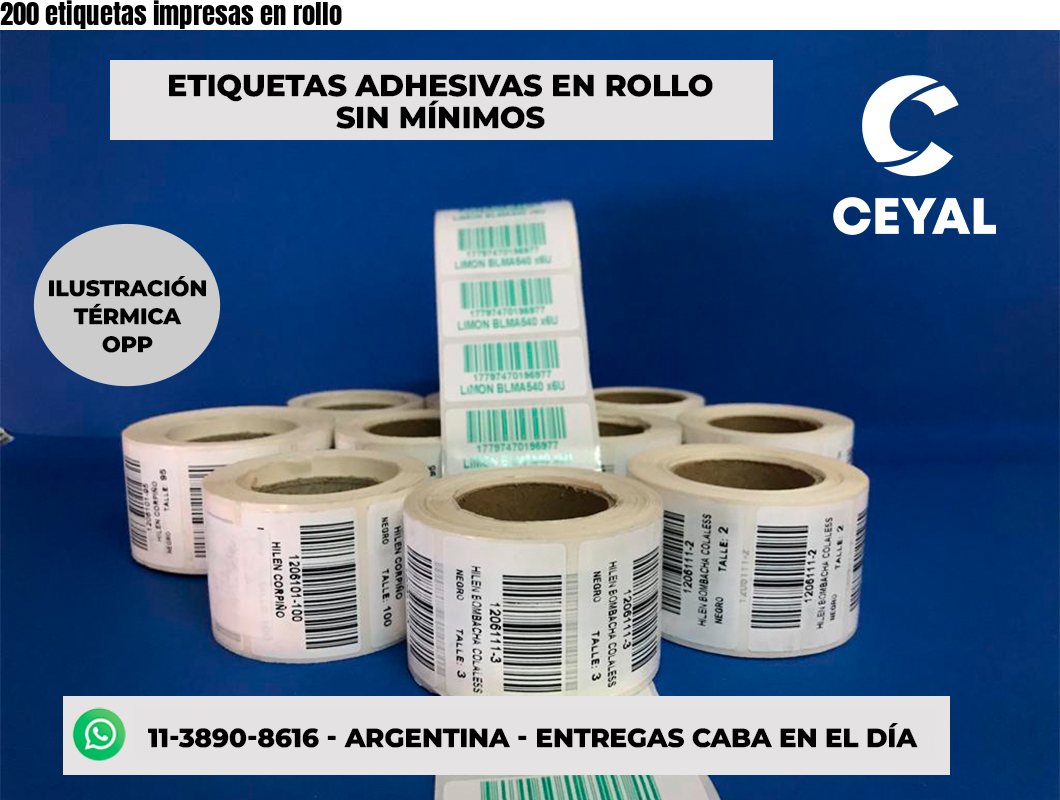 200 etiquetas impresas en rollo
