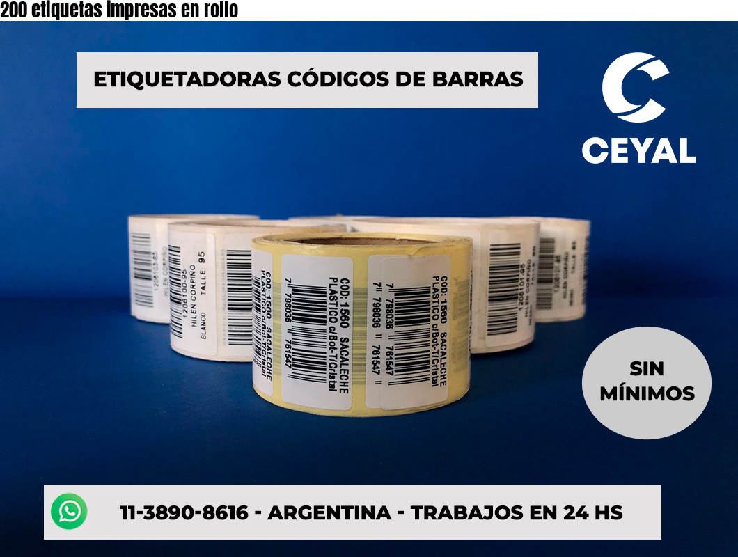 200 etiquetas impresas en rollo