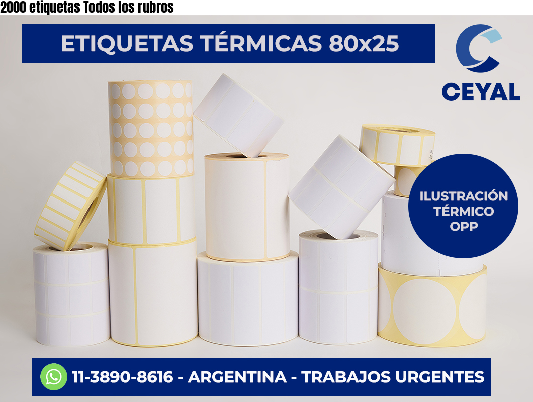 2000 etiquetas Todos los rubros