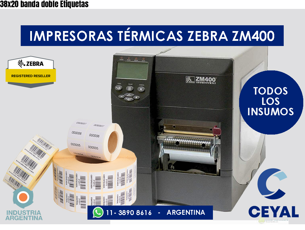 38x20 banda doble Etiquetas