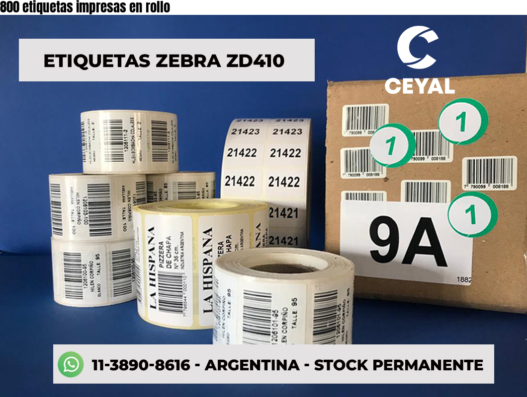 800 etiquetas impresas en rollo