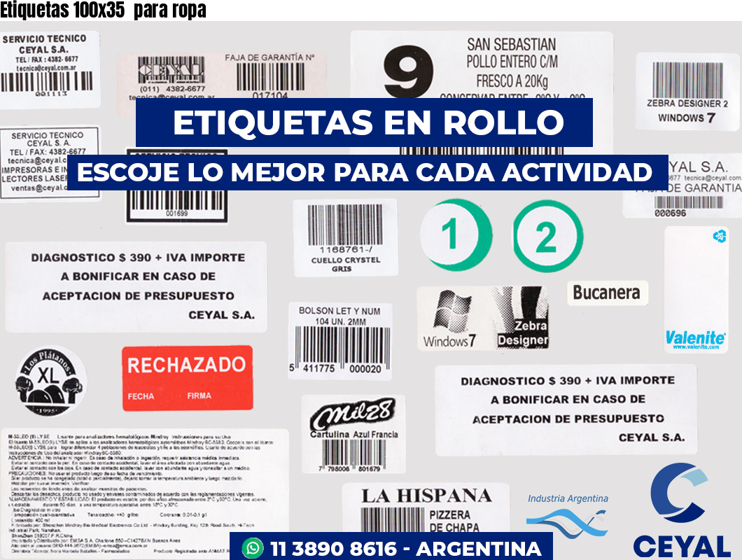 Etiquetas 100x35  para ropa