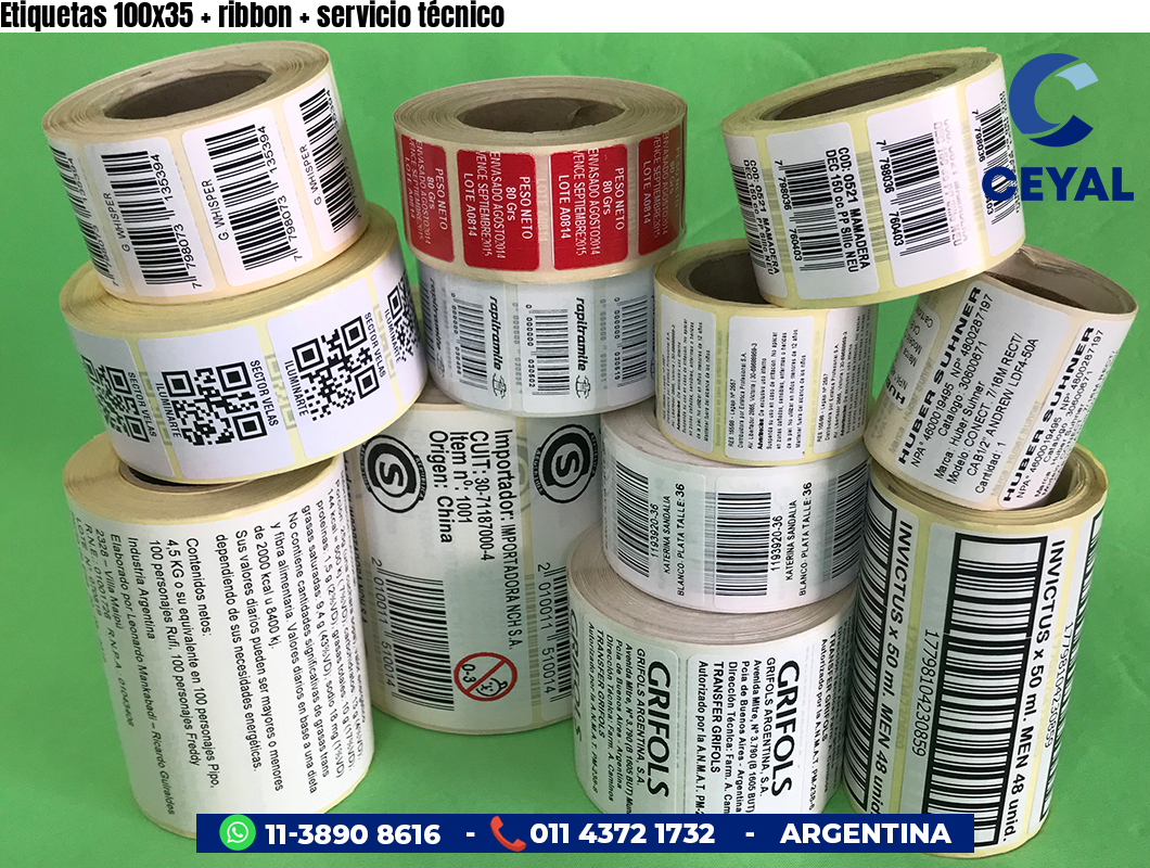 Etiquetas 100x35 ribbon servicio técnico