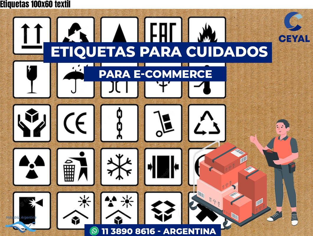 Etiquetas 100x60 textil