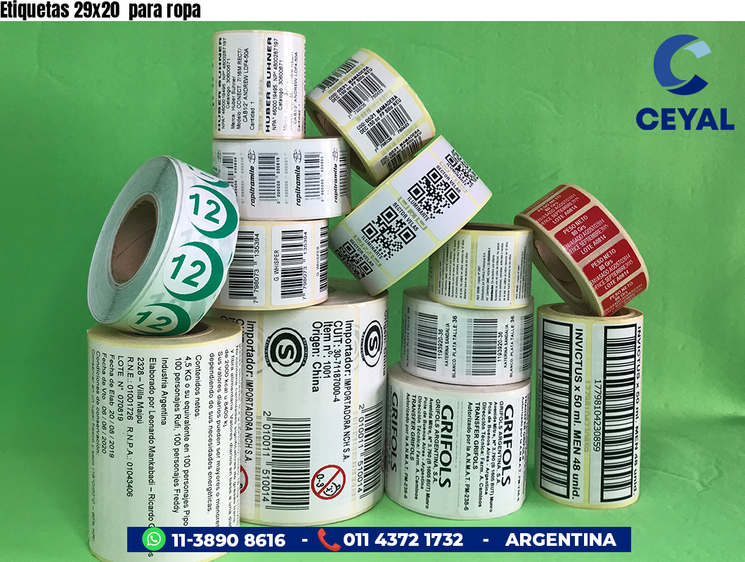 Etiquetas 29x20  para ropa