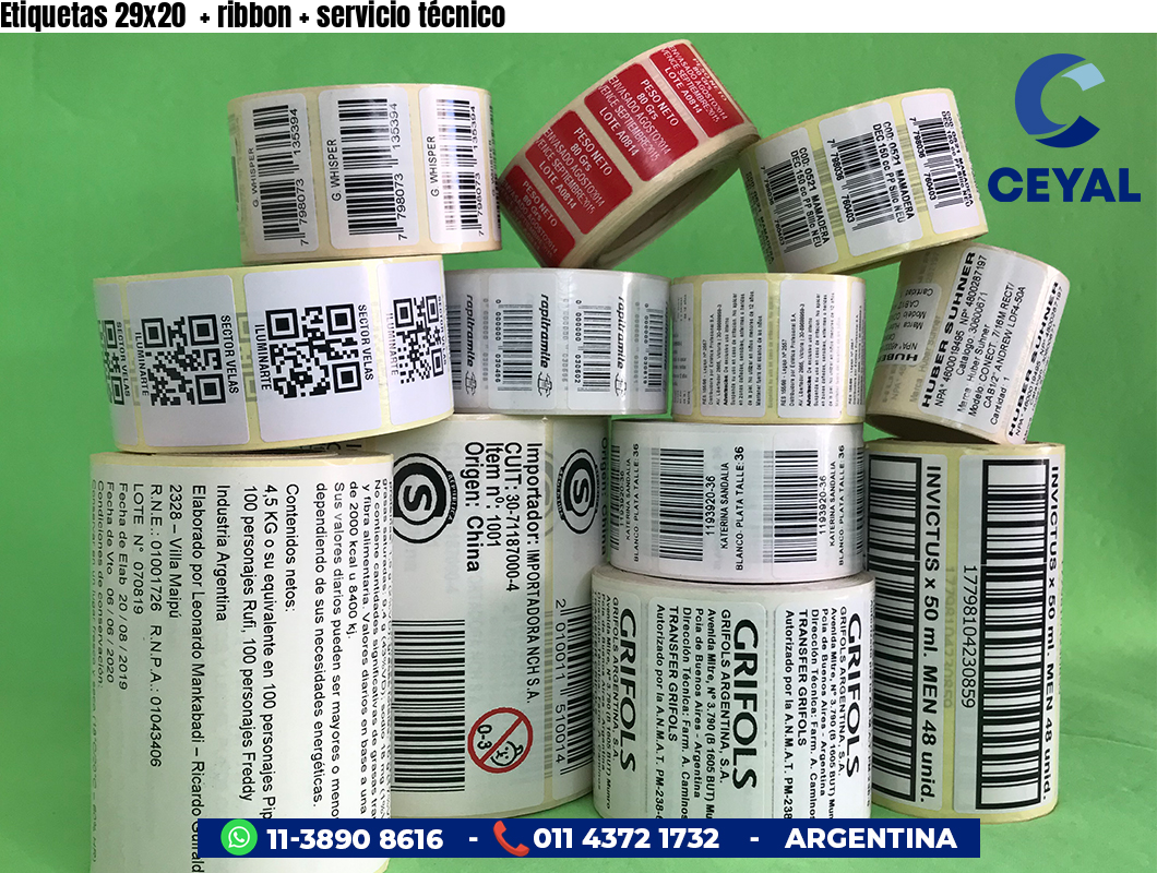 Etiquetas 29x20 ribbon servicio técnico
