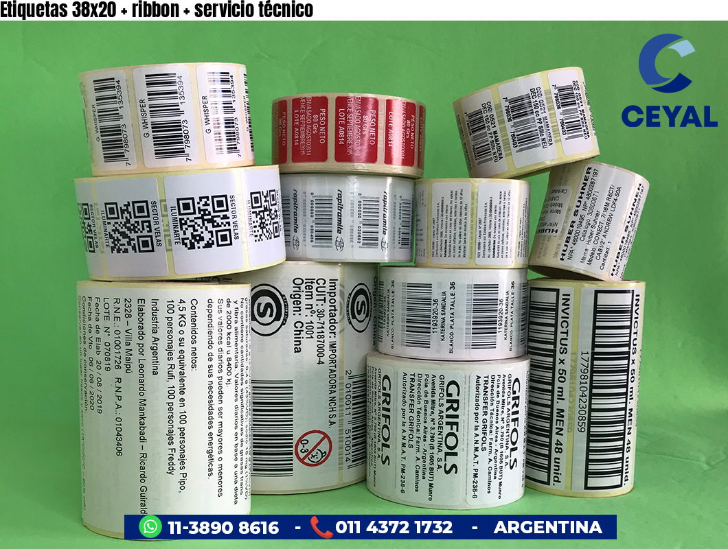 Etiquetas 38x20 ribbon servicio técnico