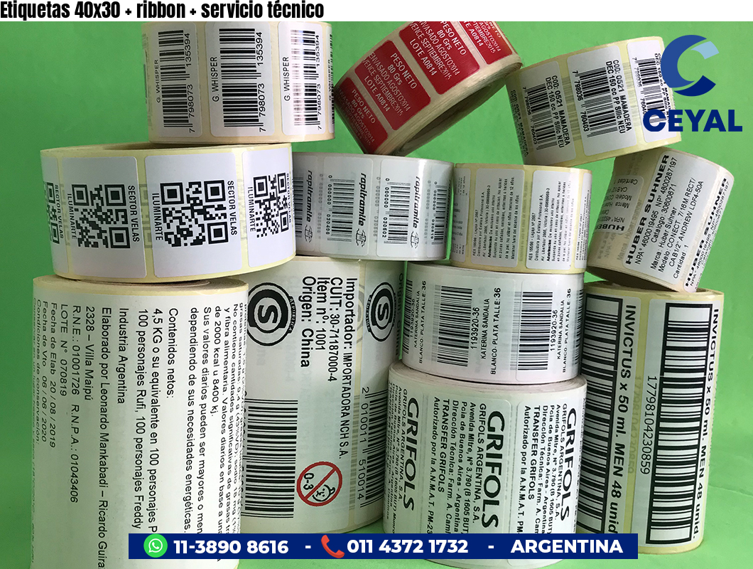 Etiquetas 40x30 ribbon servicio técnico