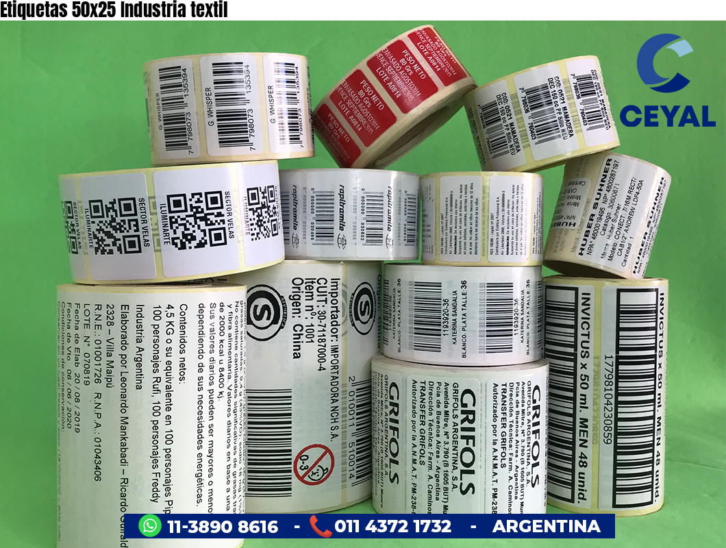 Etiquetas 50x25 Industria textil