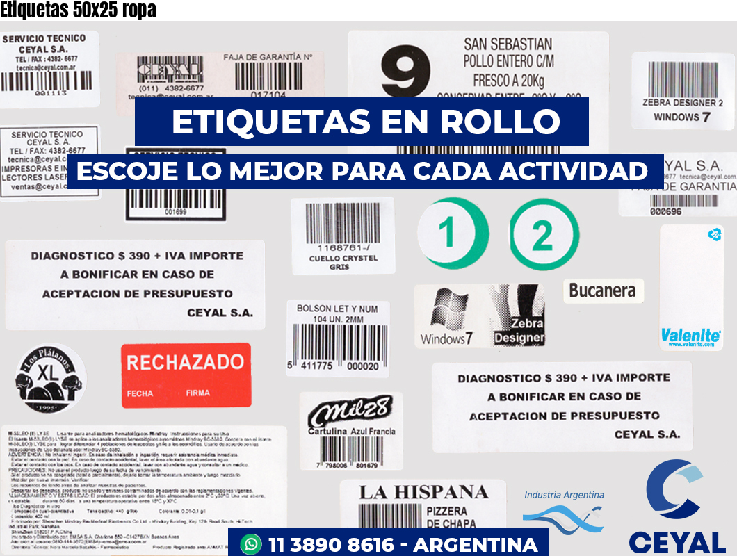 Etiquetas 50x25 ropa