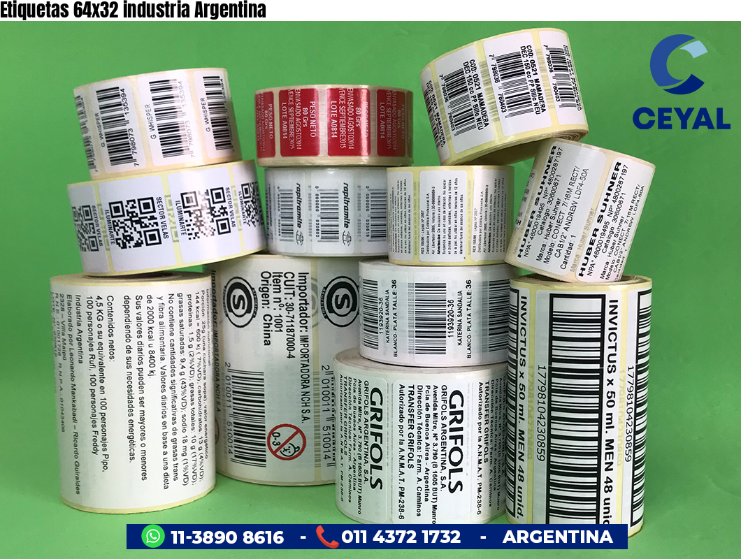 Etiquetas 64x32 industria Argentina