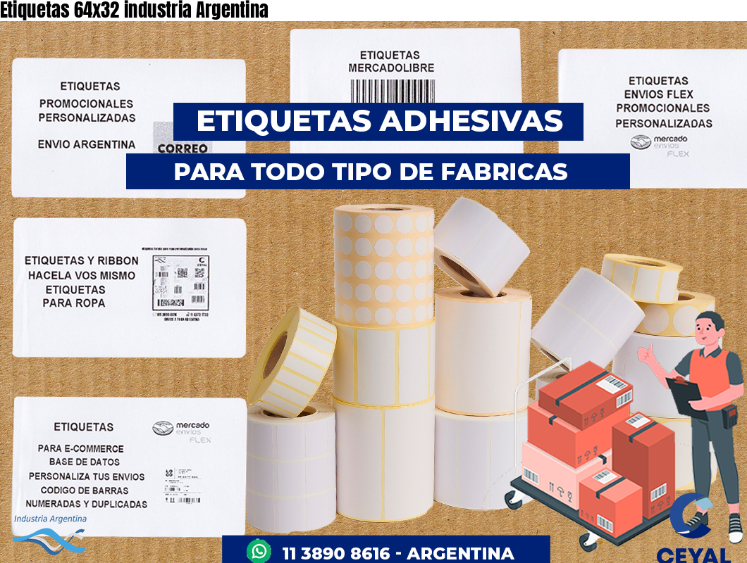 Etiquetas 64x32 industria Argentina