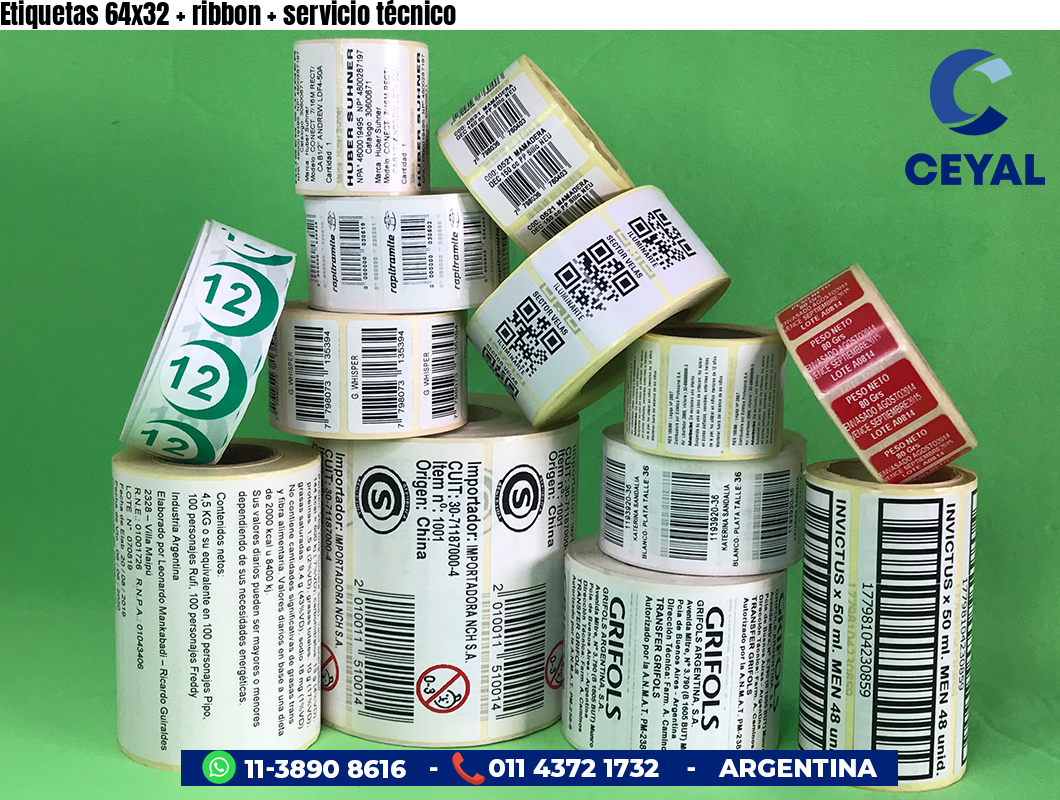 Etiquetas 64x32 ribbon servicio técnico