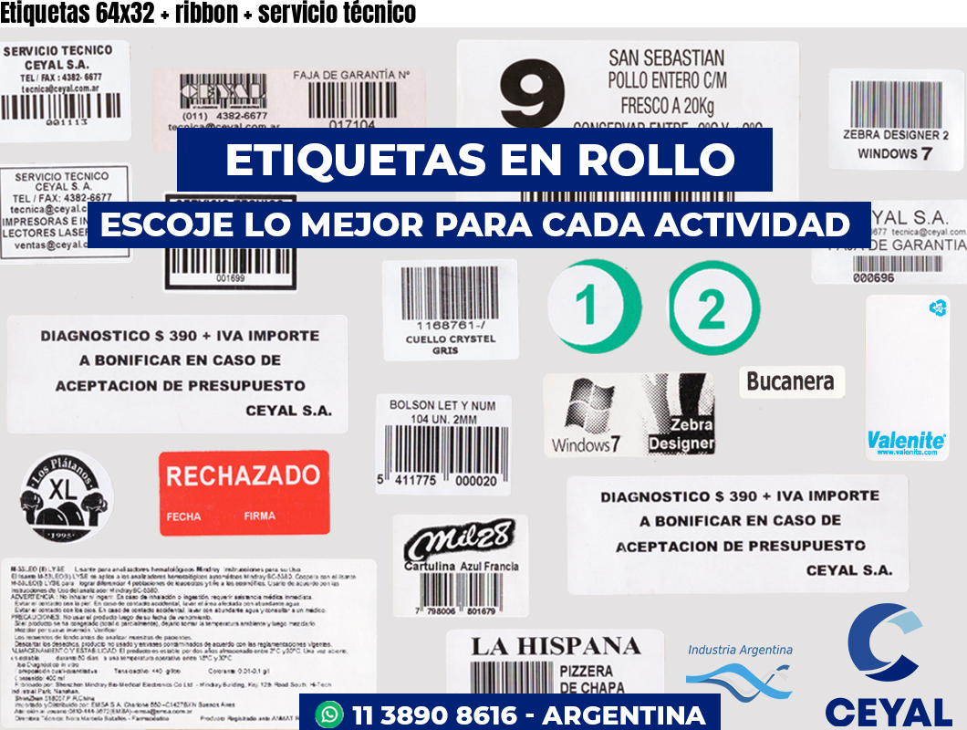 Etiquetas 64x32 ribbon servicio técnico