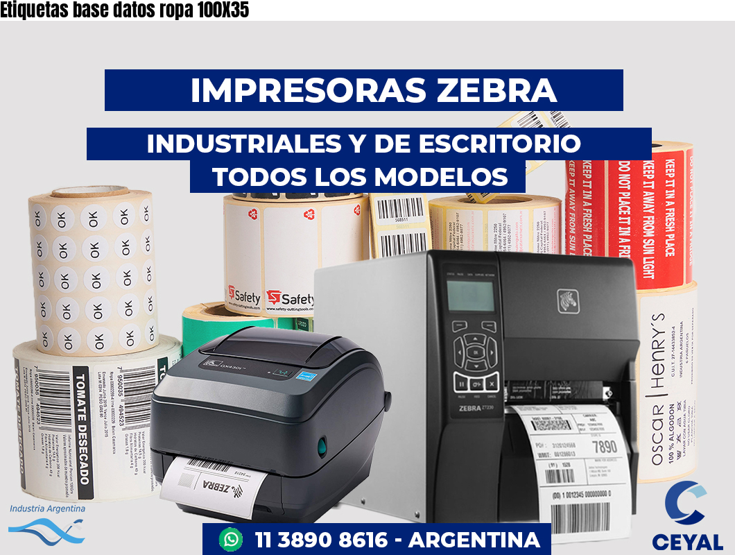 Etiquetas base datos ropa 100X35