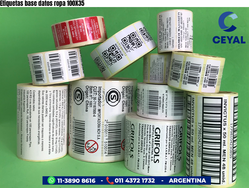 Etiquetas base datos ropa 100X35