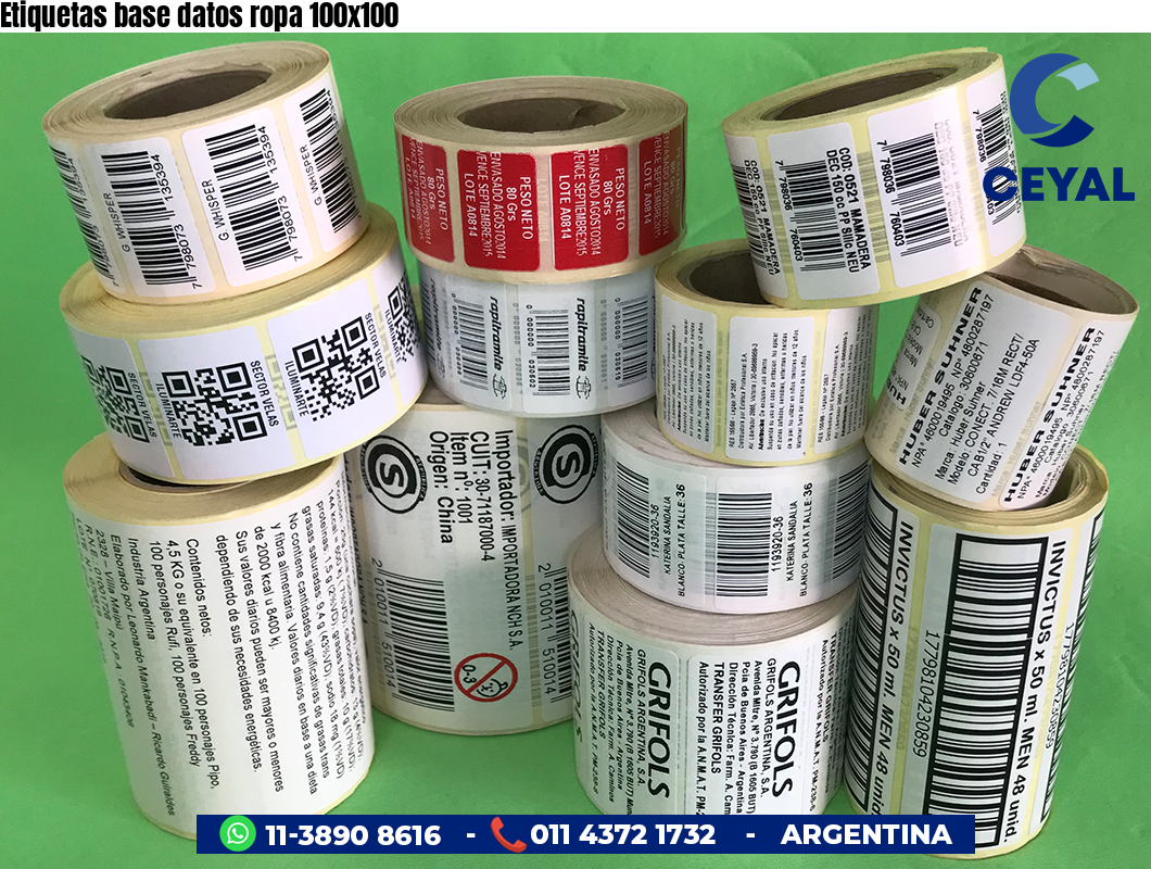 Etiquetas base datos ropa 100x100