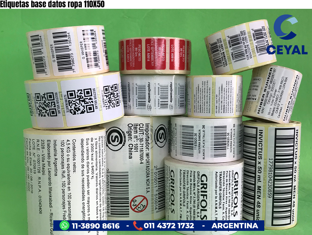 Etiquetas base datos ropa 110X50
