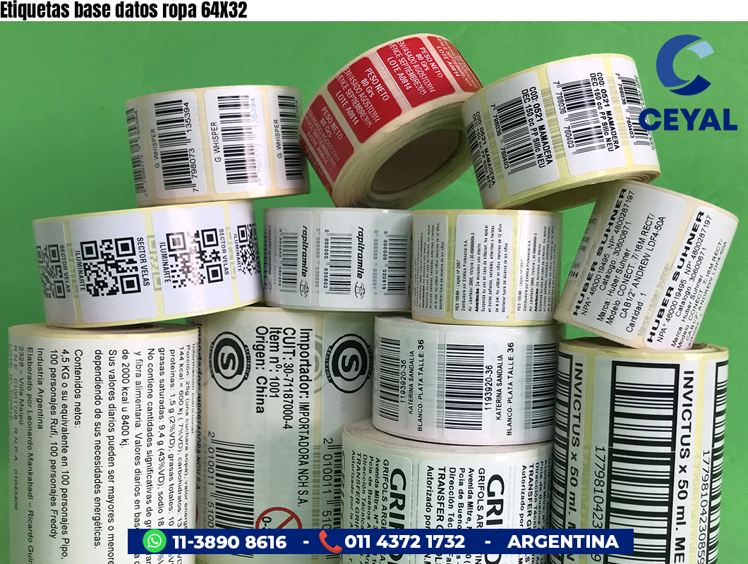 Etiquetas base datos ropa 64X32