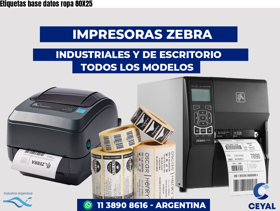 Etiquetas base datos ropa 80X25