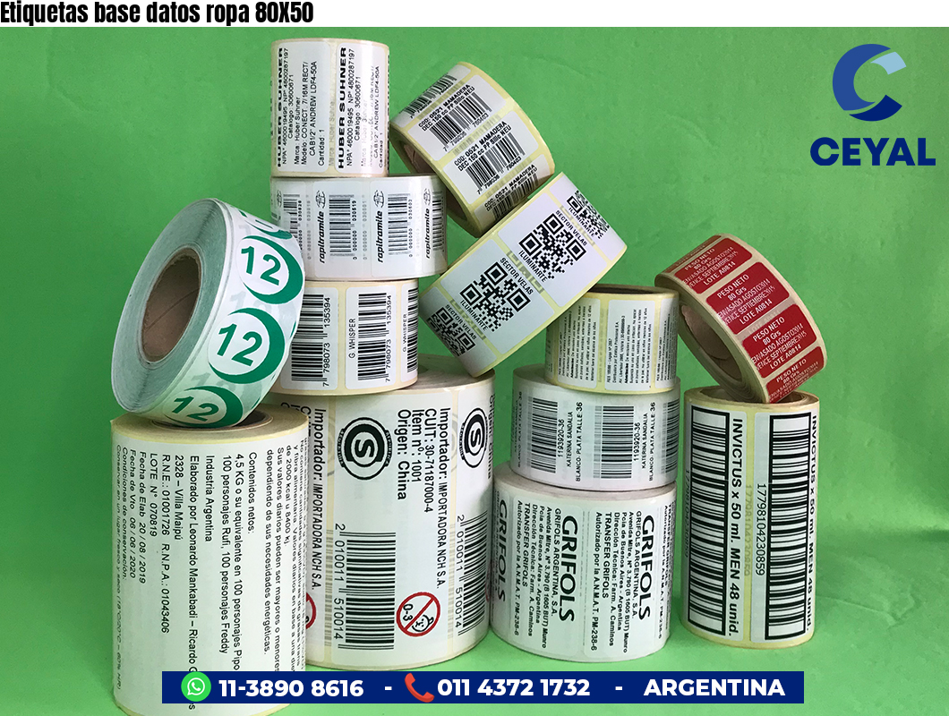 Etiquetas base datos ropa 80X50