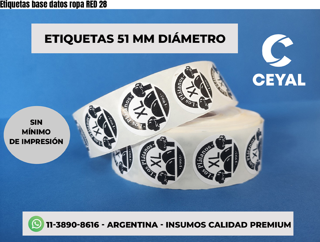 Etiquetas base datos ropa RED 28
