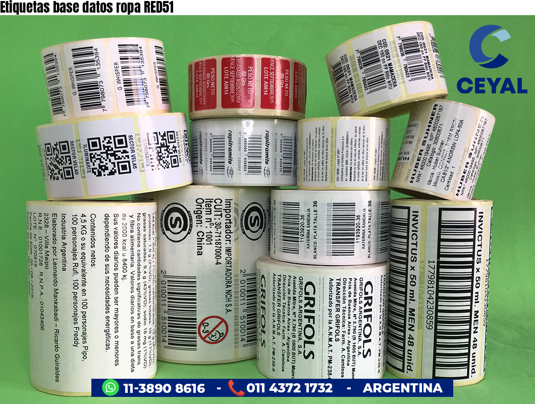 Etiquetas base datos ropa RED51