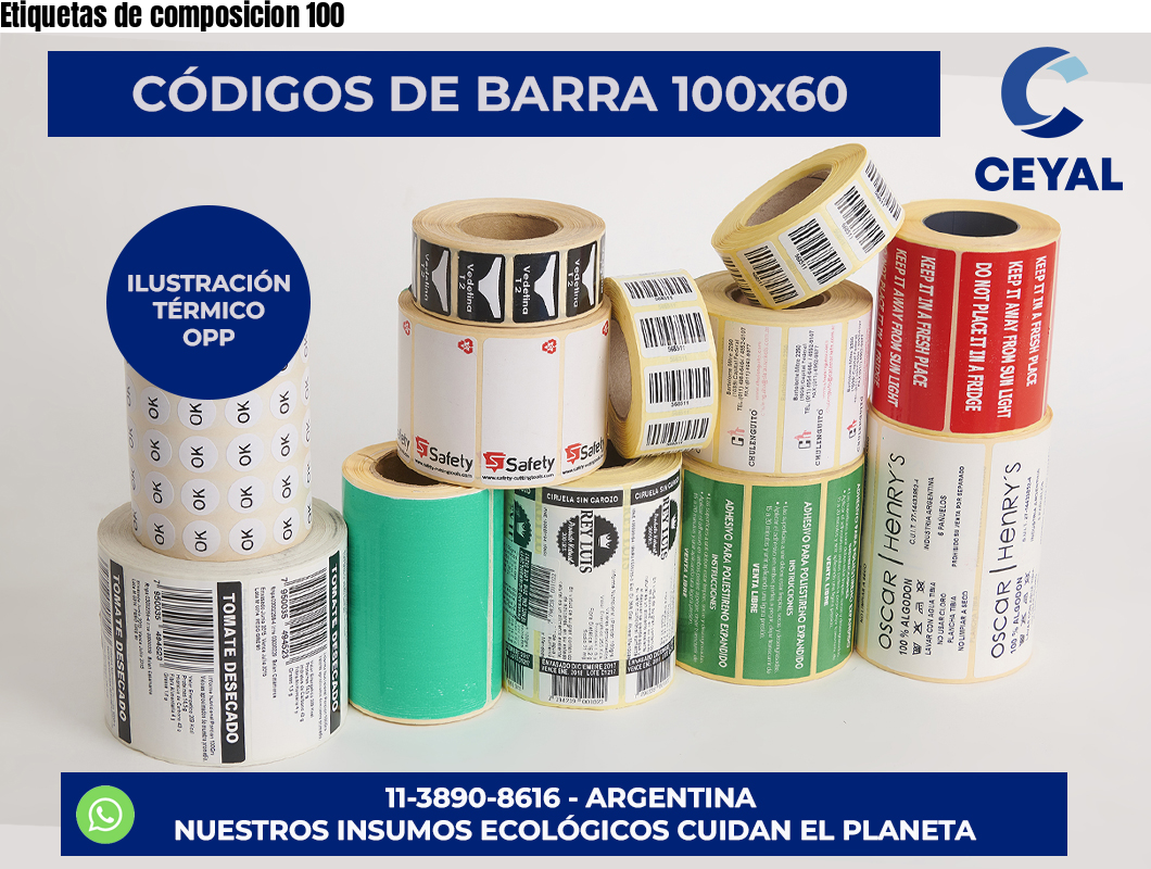 Etiquetas de composicion 100