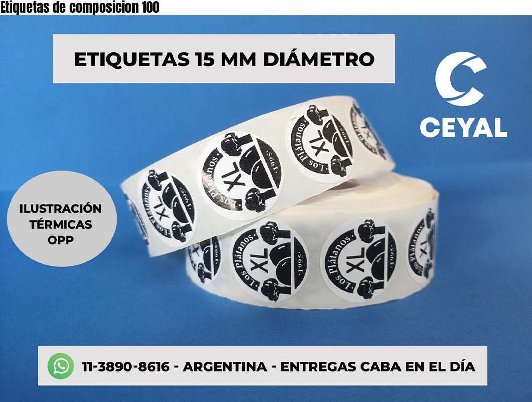 Etiquetas de composicion 100