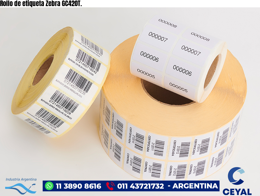 Rollo de etiqueta Zebra GC420T.