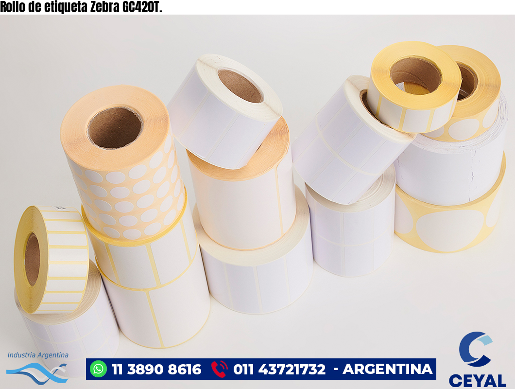 Rollo de etiqueta Zebra GC420T.